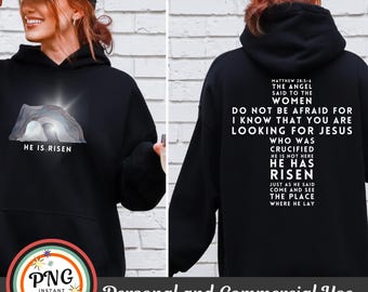 He Is Risen PNG, Christian Faith Easter PNG, Jesus Resurrection Double Sided Shirt Sublimation Design, Church Group Bundle Bible Verse Gifts
