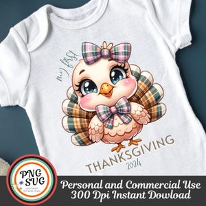 My First Thanksgiving Png Svg, Baby's 1st Thanksgiving Bib Sublimation Design, Little Turkey Baby Romper Digital Download Commercial Use POD