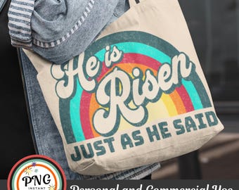 He Is Risen PNG, Retro Christian Faith Easter PNG, Jesus Resurrection Clip Art, Christian Shirt Sublimation Design, Church Bible Verse Gift