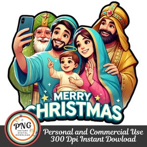 Zabawne chrześcijańskie Boże Narodzenie PNG, Jezus Selfie Rodzina Narodzenia Koszulka Projekt, Wisemen Clipart, Zabawne Dzieci Boże Narodzenie PNG, Sublimacja POD Pobierz