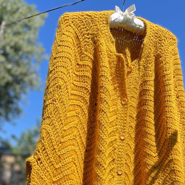 Vintage Poncho Shawl Cozy Autumn Wrap - Marigold Mustard Long Handmade
