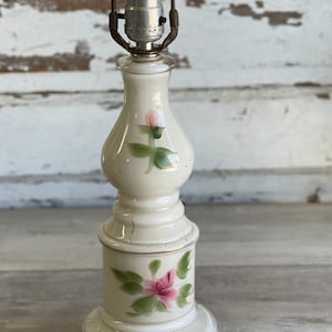 Vintage Table Lamp -Glass Reverse Painted Cottage Style - Tall - Shade optional