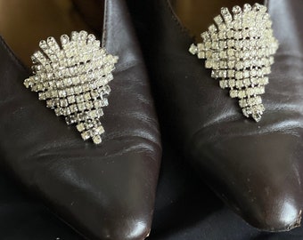 Vintage Rhinestone Shoe Clips - Old Art Deco Rhinestones