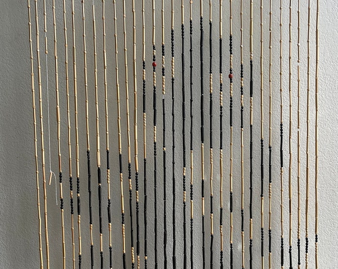 Vintage Woden Beaded Curtain - Door Screen -gecko Lizard 35 Inch Bamboo ...