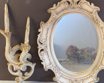 Vintage Whimsy Gothic Mirror + Sconces "New Art Studio Corp" 1960 Chicago