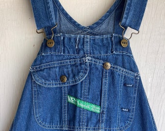 Vintage Bib Overalls -34 x 29 Unisex Blue Denim "Key" Imperial