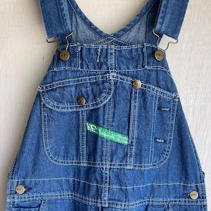 Vintage Bib Overalls -34 x 29 Unisex Blue Denim &quot;Key&quot; Imperial Garden Girl 1990s Classic
