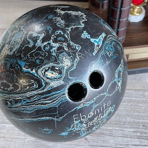 Vintage Bowling Ball Ebonite Satellite Blue and White - c. 1960s