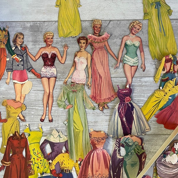 Vintage Paper Dolls  Betty Grable- 1940s Movie Stars - The Two Mary's - Children More - Not Repros