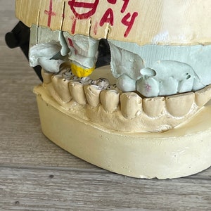 Vintage Teeth Mold - Top and Bottom Hinged Art Project Cast Plaster Finding - As Is
