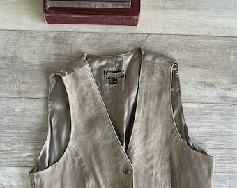 Vintage Suede Vest Mushroom Color Size L