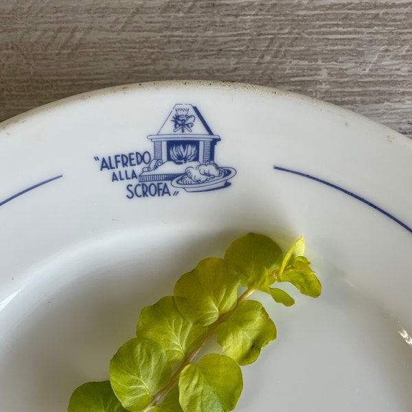 Vintage Richard Ginori Restaurant Plate - Alfredo Alla Scrofa Italian Restaurantware China Hotel Dish
