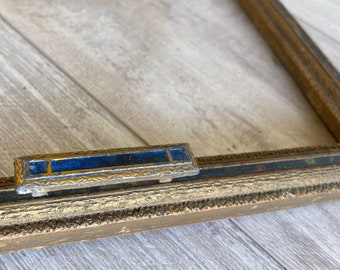 Antique Art Deco Picture Frame Tray - Handles - Blue Gold