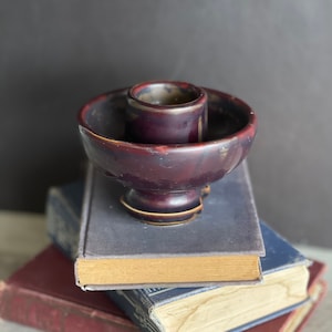Antique Insulator - Purple Ceramic Heavy Mottled Industrial Salvage Railroad Sculpture