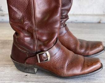 Vintage Vulcan Cowboy Boots  Leather  Chocolate Brown - Mens Size 11 - AS IS