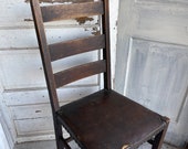 Antique Arts and Crafts Barber Brothers Chair - Original Leather - Paper Label Numbered 100 - As is