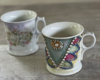 Vintage Victorian Shaving Mugs - Porcelain Germany Bavaria Textural Luster - Choice