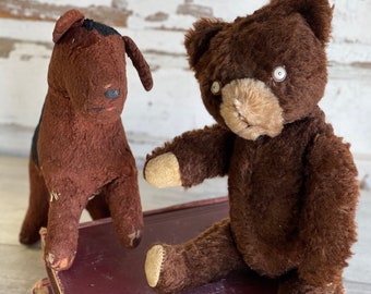 Antique Knickerbocker Bear Stuffed Mohair Jointed 14 Inch - as Is