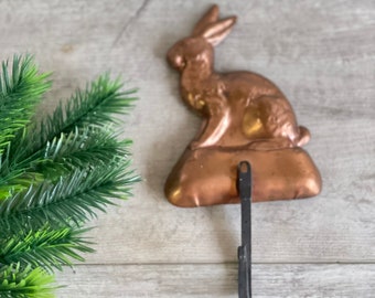 Vintage Wall Hook - Copper Rabbit Bunny - Forged Metal Hanger