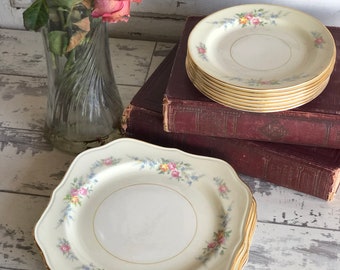 Vintage Homer Laughlin Ferndale Eggshell Nautilus Gold Trim Plates -2 sizes Choice - EXC. Square Salad or Bread and Butter