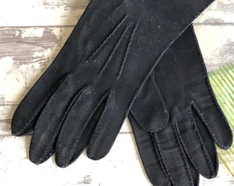 Vintage Gloves Washable Womens Size 7 Black Mid Length- New in Package