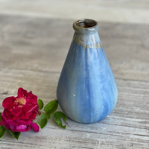 Vintage Belgium Pottery Vase -Thulin Faience - Matte Blue Small Drip Glaze #18