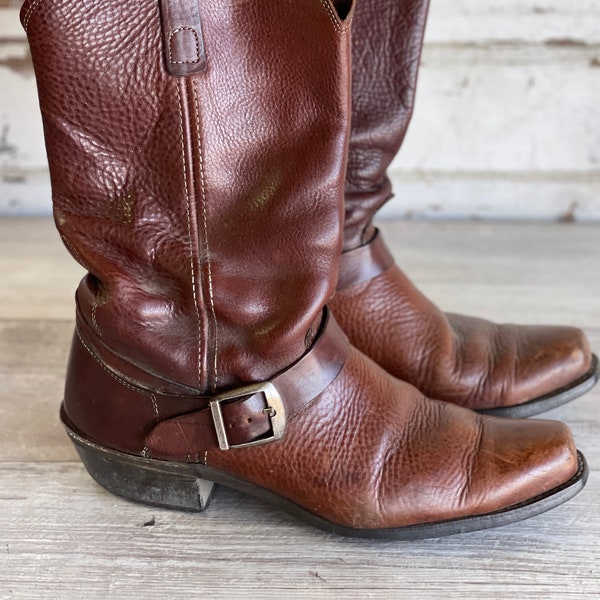 Vintage Vulcan Cowboy Boots  Leather  Chocolate Brown - Mens Size 11 - AS IS