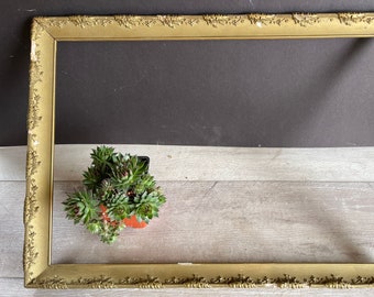 Vintage Picture Frame - 13.5 x 20 inches Gesso Vintage Long Narrow Frame - AS IS Distressed