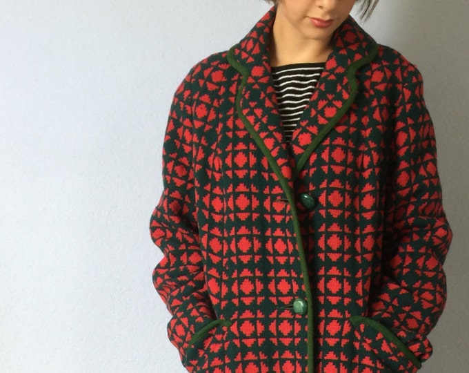 Vintage Welsh Wool Coat Mari Lywd Red and Green 1960s Pant Etsy