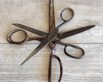 Vintage Steel Scissors Shears - Antique Metal Right Handed - Garden Crafting Paper - Rogers and Baldwin Hardware Co