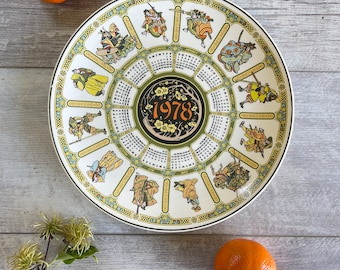 Vintage Calendar Plate - Samurai 1978 Orange and Black - Asian Theme - Wedgwood