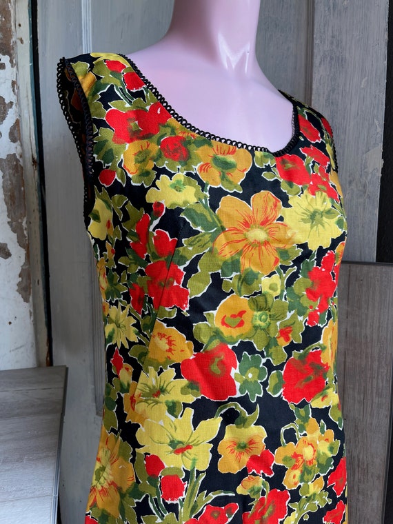 Vintage Sheath Dress - 1960s Floral Summer Cotton… - image 2