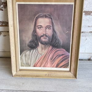 Vintage Jesus - Clarence Thorpe &quot;The Savior&quot; 1963 Framed Religious Art - Rare Version