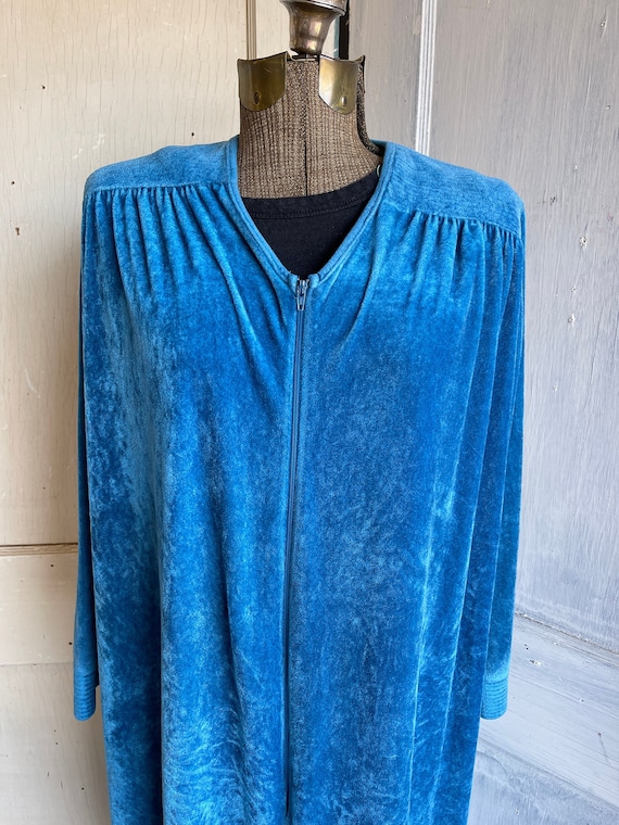 Vintage Velour House Coat - Paulette New York - Turqu… - Gem