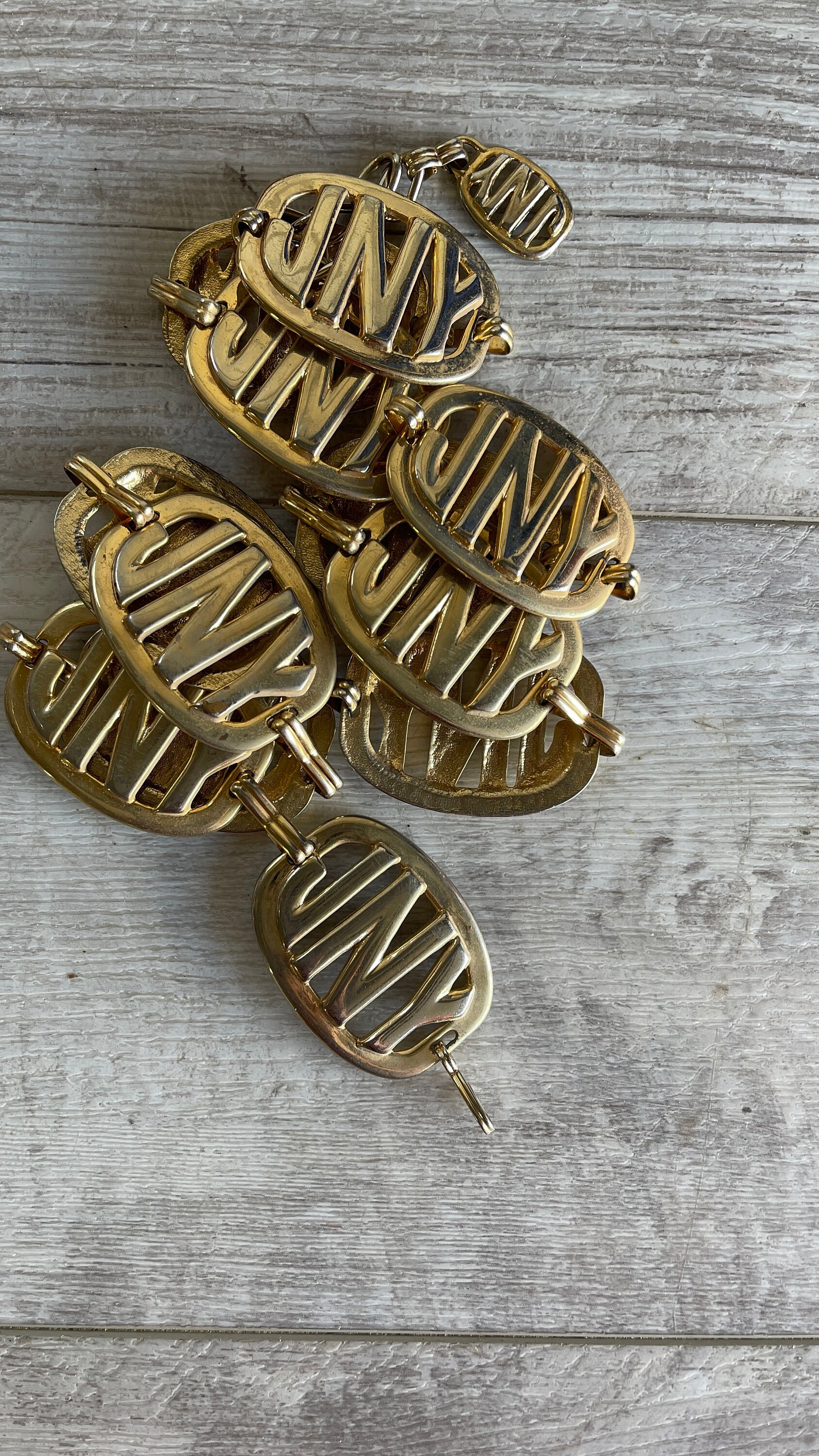 Vintage Jones New York Signed Gold Tone Chunky Chain Belt Vintage Gold Tone Scottie Dog Chain Link Belt Signed Italy  main image 2