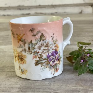 Antique Shaving Mug - Coffee Cup - Pink Floral China Cup