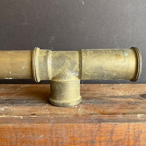 Antique Brass Pipe Salvage Pieces - Made in Isreal - For Repurposing - 1.5 Inches - 5 inches long, 2 inch T -  Old brass plumbing salvage