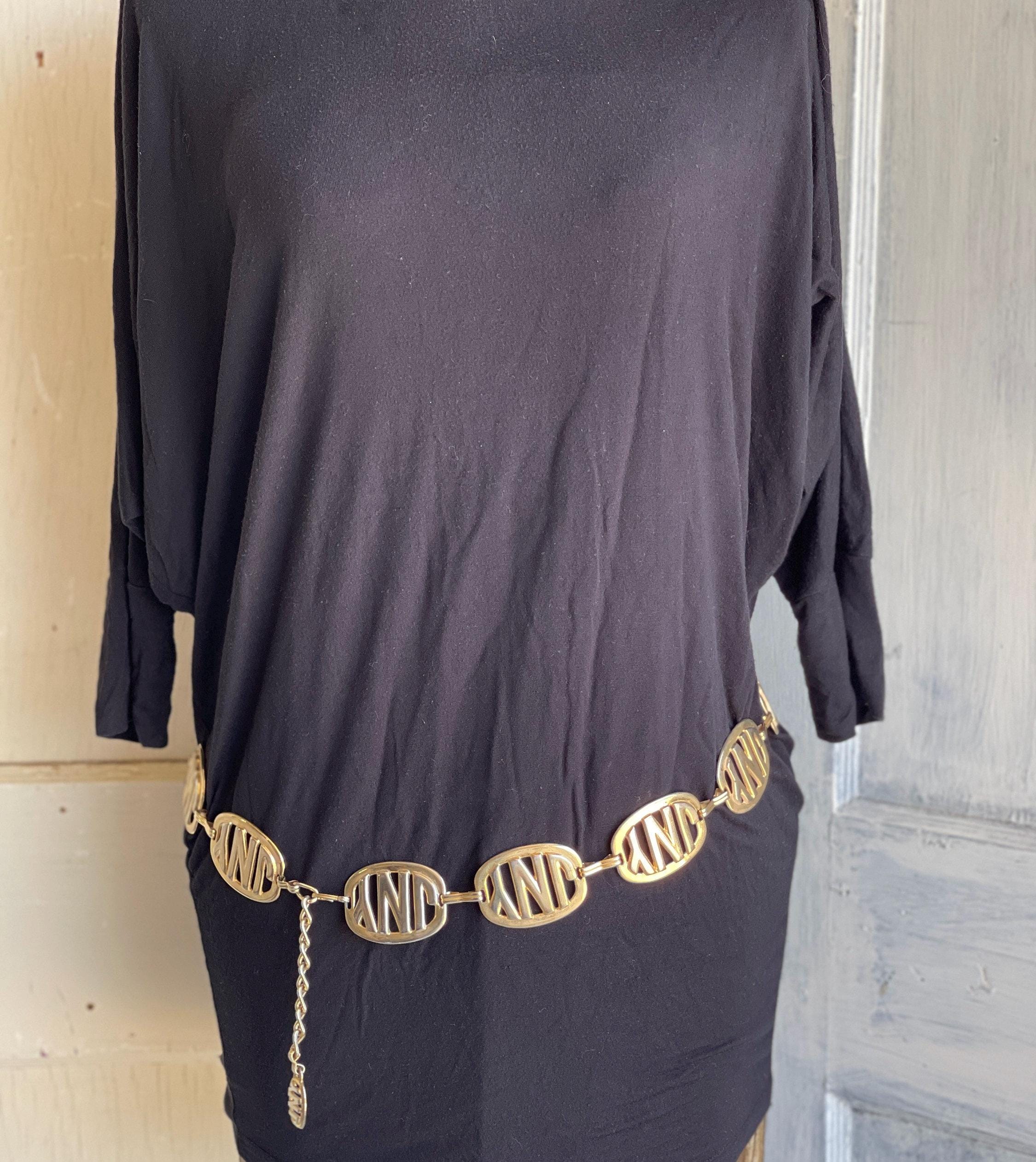 Vintage Jones New York Signed Gold Tone Chunky Chain Belt Vintage Gold Tone Scottie Dog Chain Link Belt Signed Italy  main image 3