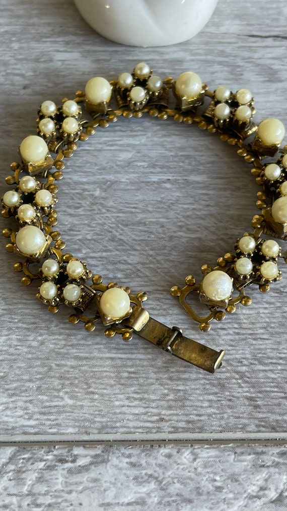 Vintage Book Chain Bracelet Pearl Studded Victoria