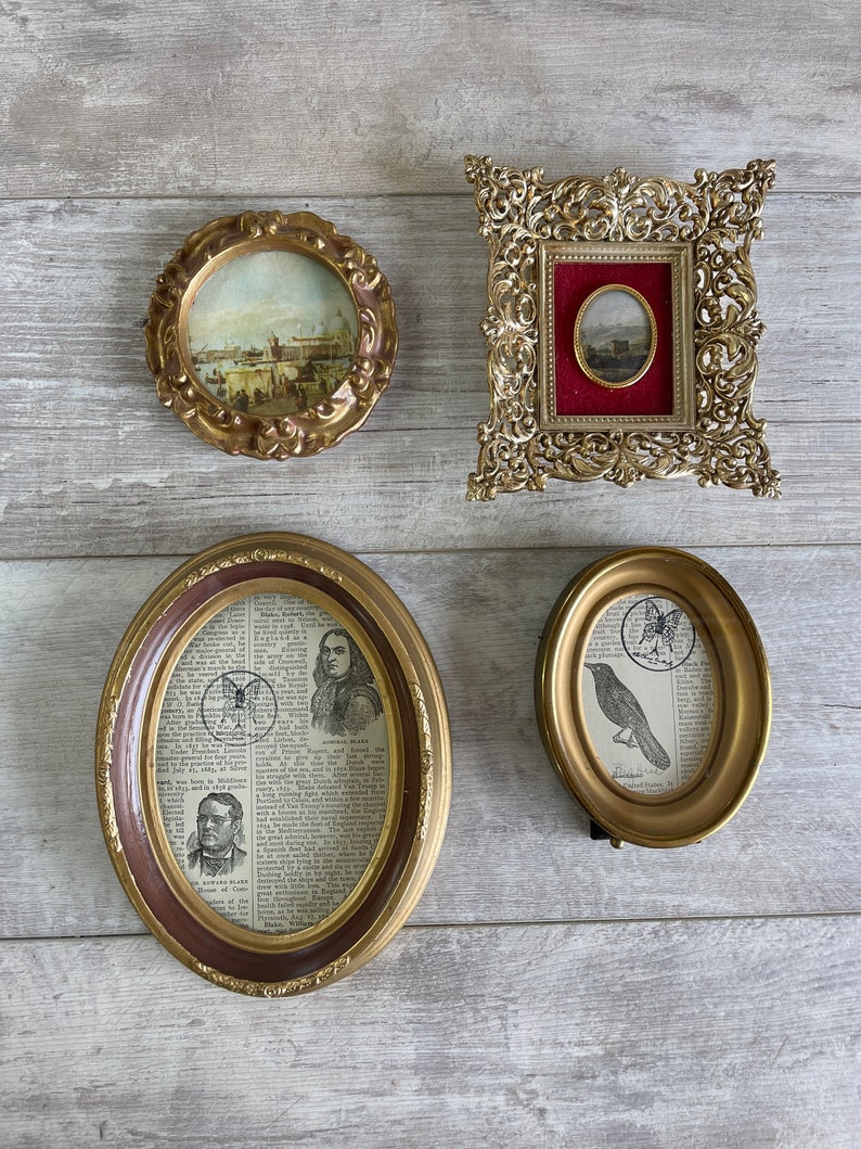 Vintage Oval Picture Frames: Brass & Sirocco Plastic, Made in Italy - Etsy