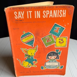 Vintage Whitman Spanish Coloring Book 1960s "Say It in Spanish"
