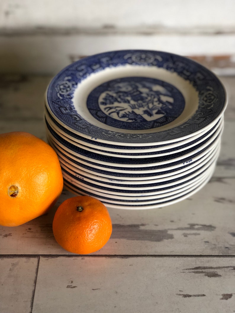 Old and Lovely 6 inch Set of 12 Bread Plates Vintage Homer Laughlin Blue Willow Ware Plates