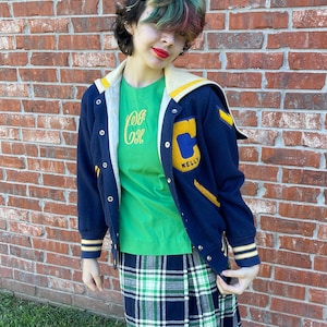 Vintage Blue and Gold Varsity Jacket: 1980s Letterman Bomber
