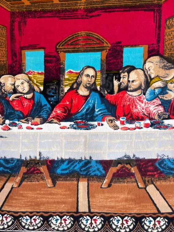 Vintage Last Supper Tapestry 57 Inches Very Large Cotton Velvet