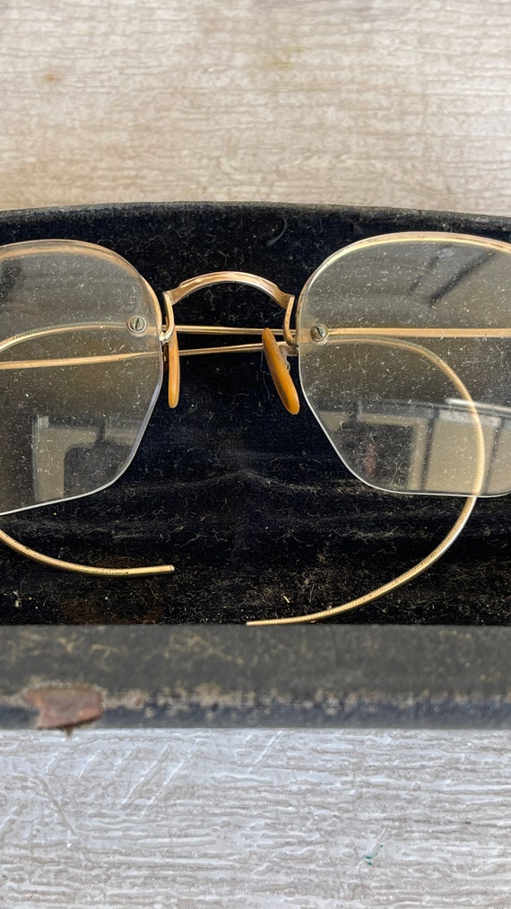 Vintage Eyeglasses Spectacles Wire Rim 1940s Gold… - image 8