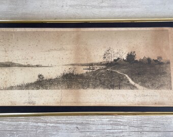 Vintage Etching J O Anderson - c. 1890 - Radthe Laukner NY - VERY distressed