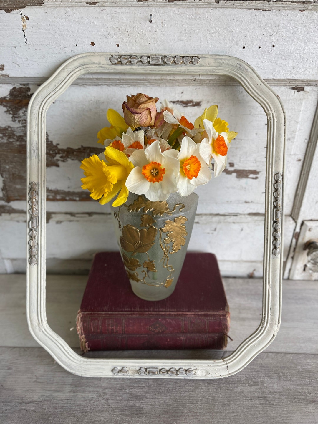 Antique Frame Octagon Art Deco Gesso 18 X 14 Inch Opening Etsy