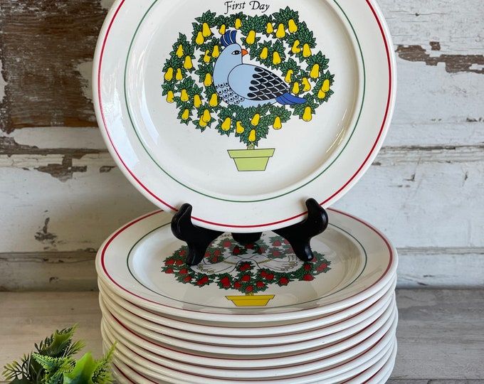 Vintage 12 Days of Christmas Plates Sally Merwin Taylorton Potteries