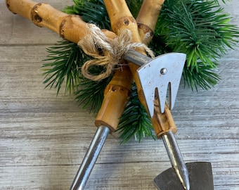 Vintage Hand Tools - Bamboo Handles - House Plant Tools