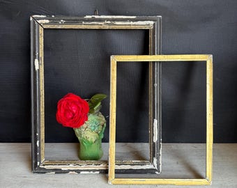 Vintage Small Gesso Frames: Black and Gold 12x9.5 + 9.5x7.5